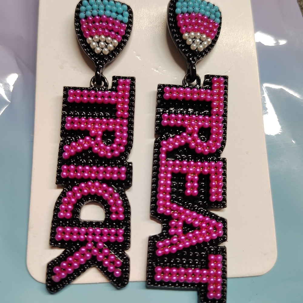 Pirple and Blue Beaded Trick or Treat Earrings